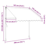 Manual Retractable Awning 200 cm Anthracite - Low Angle