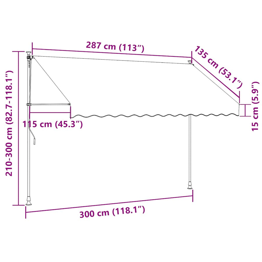 Manual Retractable Awning 300 cm Cream