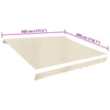Awning Top Sunshade Canvas Cream 4.5x3 m - 45-Degree Angle