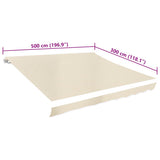 Awning Top Sunshade Canvas Cream 5x3 m