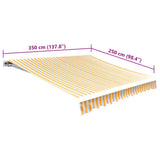 Awning Top Sunshade Canvas Orange & White 3.5x2.5 m - 45-Degree Angle
