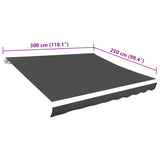 Awning Top Sunshade Canvas Anthracite 300x250 cm - 45-Degree Angle