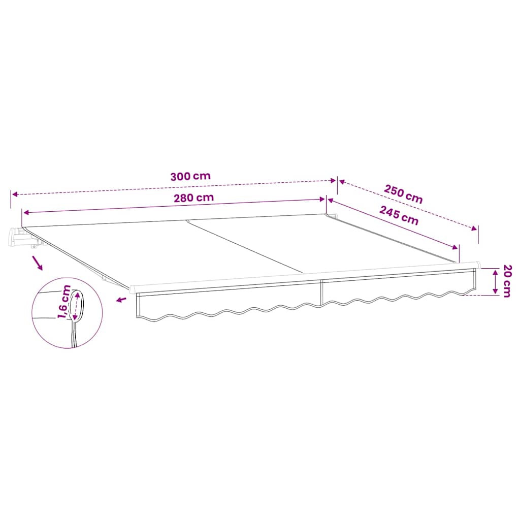 Awning Replacement Fabric Grey 300x250 cm Polyester