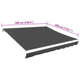 Awning Top Sunshade Canvas Anthracite 500x300 cm - 45-Degree Angle
