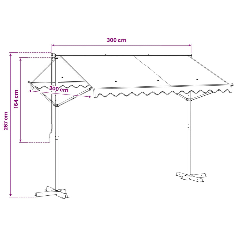 Free Standing Awning 3x3 m Cream