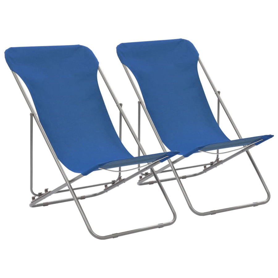 Folding Chairs 2 pcs Steel and Oxford Fabric Blue