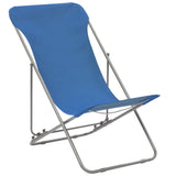 Folding Beach Chairs 2 pcs Steel and Oxford Fabric Blue - Front View