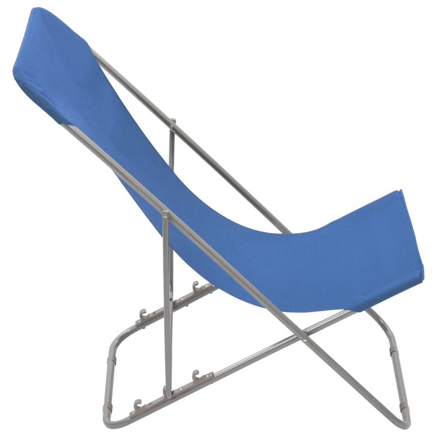 Folding Chairs 2 pcs Steel and Oxford Fabric Blue