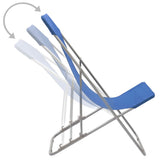 Folding Beach Chairs 2 pcs Steel and Oxford Fabric Blue - 45-Degree Angle