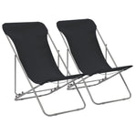 Folding Chairs 2 pcs Steel and Oxford Fabric Black