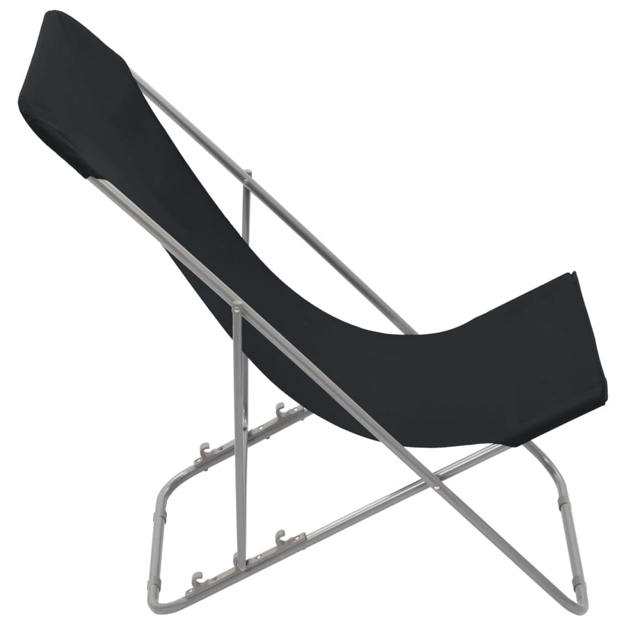 Folding Chairs 2 pcs Steel and Oxford Fabric Black