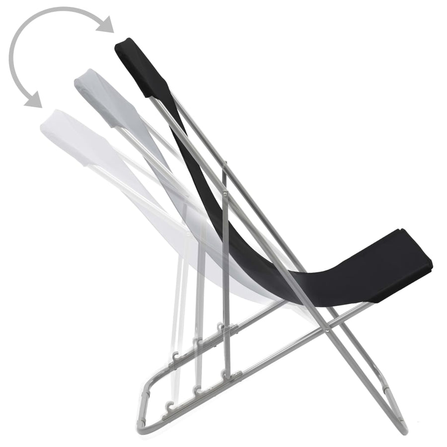 Folding Chairs 2 pcs Steel and Oxford Fabric Black
