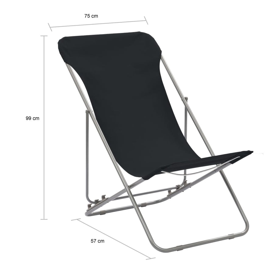 Folding Chairs 2 pcs Steel and Oxford Fabric Black