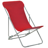 Folding Beach Chairs 2 pcs Steel and Oxford Fabric Red
