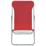 Folding Beach Chairs 2 pcs Steel and Oxford Fabric Red - Side View