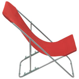 Folding Beach Chairs 2 pcs Steel and Oxford Fabric Red - Top-Down View