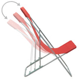 Folding Beach Chairs 2 pcs Steel and Oxford Fabric Red - 45-Degree Angle