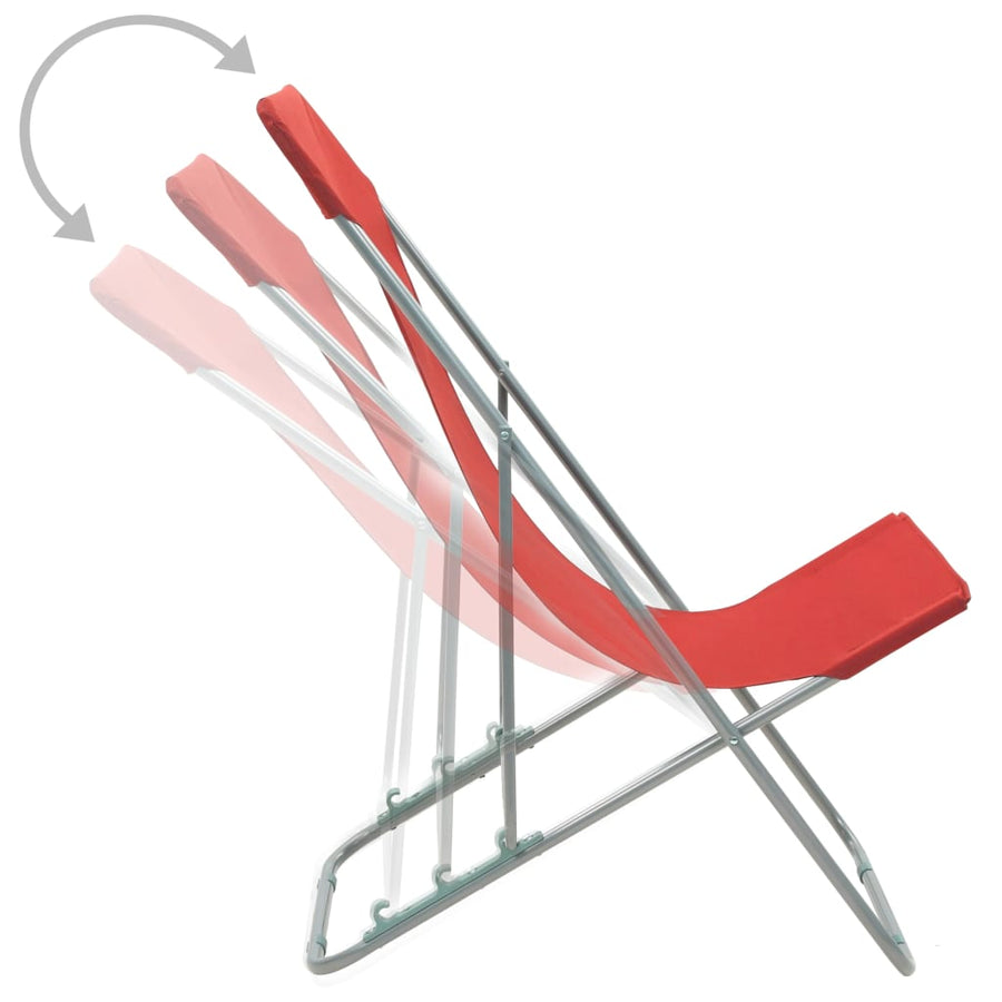 Folding Chairs 2 pcs Steel and Oxford Fabric Red