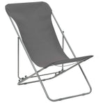 Folding Chairs 2 pcs Steel and Oxford Fabric Grey