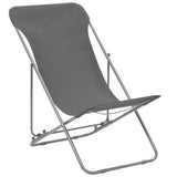 Folding Beach Chairs 2 pcs Steel and Oxford Fabric Grey - Front View
