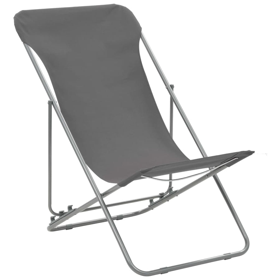 Folding Chairs 2 pcs Steel and Oxford Fabric Grey