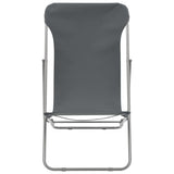 Folding Beach Chairs 2 pcs Steel and Oxford Fabric Grey - Side View