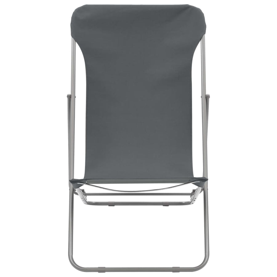 Folding Chairs 2 pcs Steel and Oxford Fabric Grey