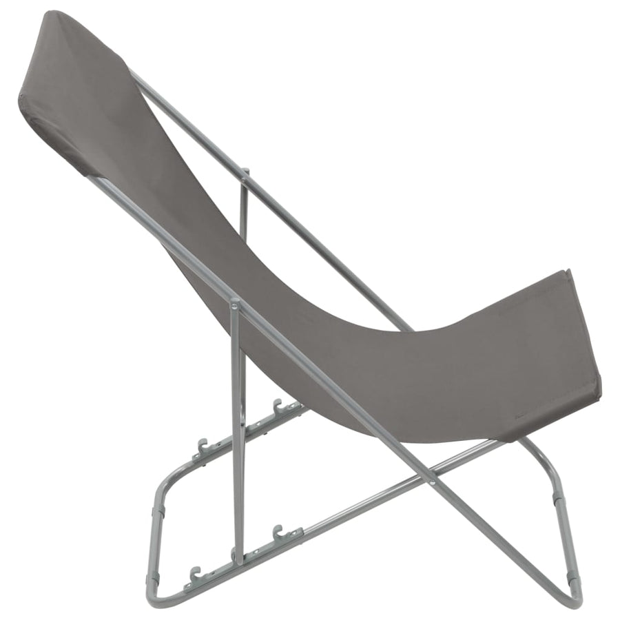 Folding Chairs 2 pcs Steel and Oxford Fabric Grey