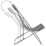 Folding Chairs 2 pcs Steel and Oxford Fabric Grey