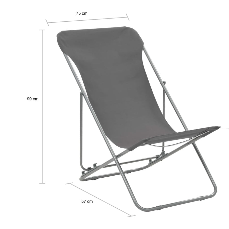 Folding Chairs 2 pcs Steel and Oxford Fabric Grey