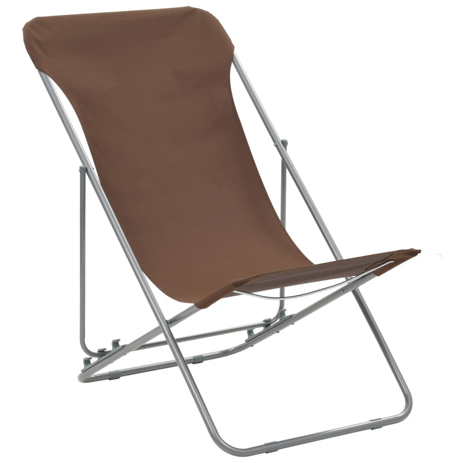 Folding Chairs 2 pcs Steel and Oxford Fabric Brown