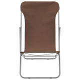 Folding Beach Chairs 2 pcs Steel and Oxford Fabric Brown - Side View