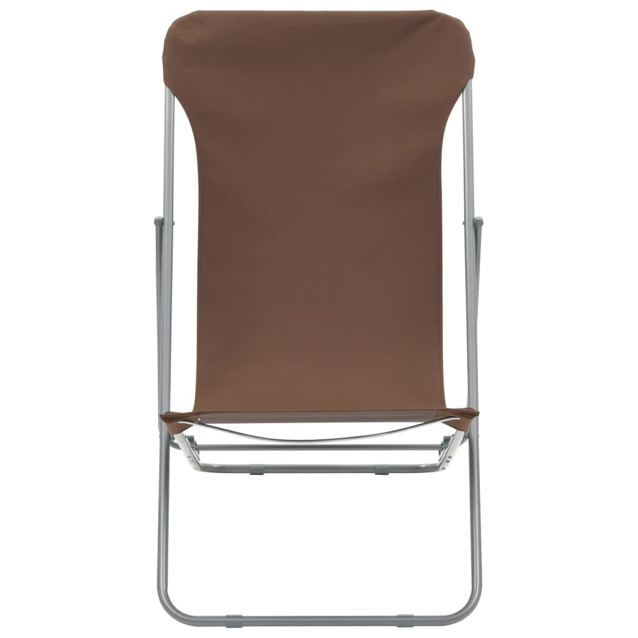 Folding Chairs 2 pcs Steel and Oxford Fabric Brown