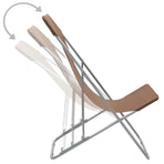 Folding Chairs 2 pcs Steel and Oxford Fabric Brown