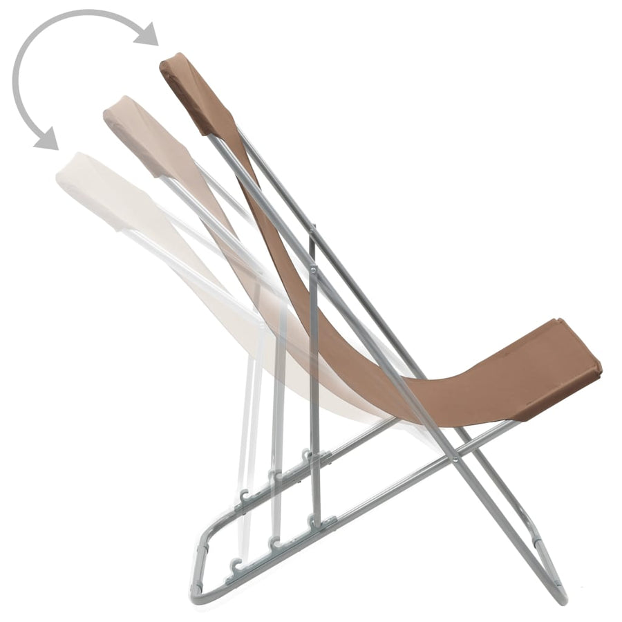 Folding Chairs 2 pcs Steel and Oxford Fabric Brown