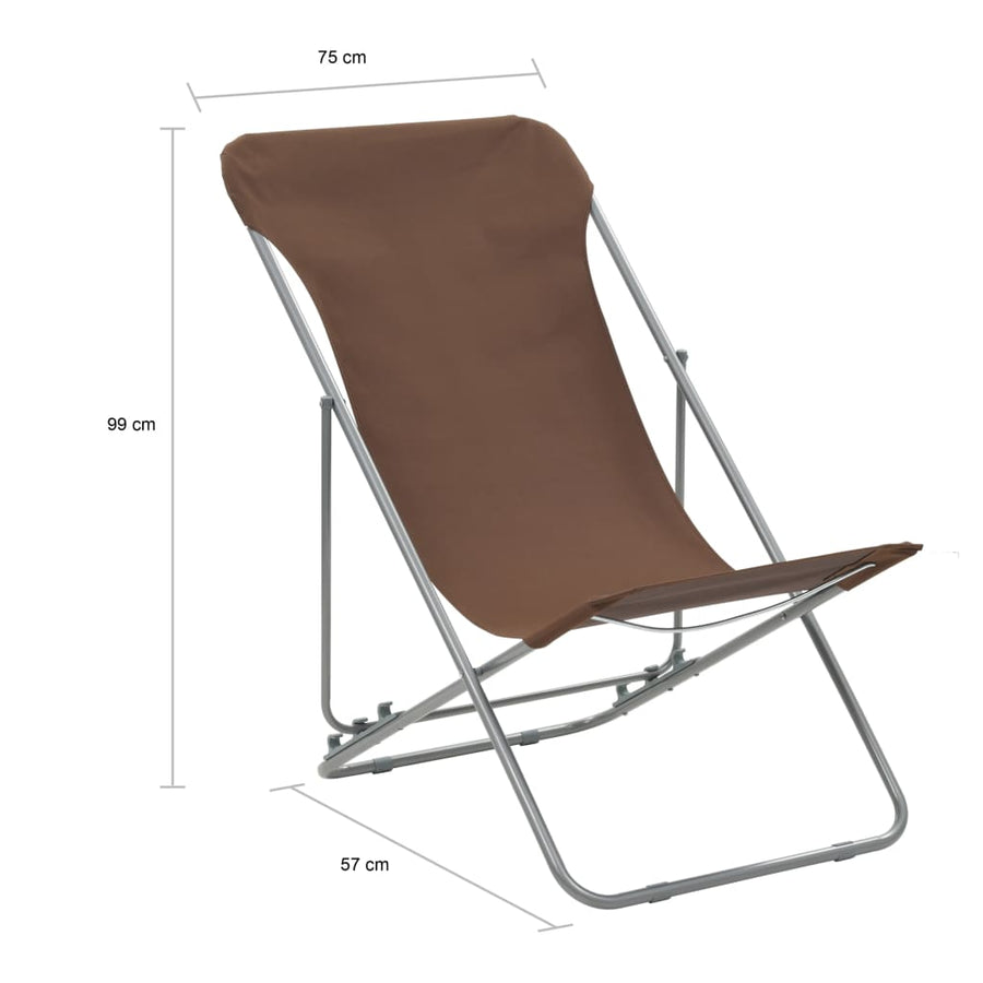 Folding Chairs 2 pcs Steel and Oxford Fabric Brown