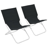 Folding Beach Chairs 2 pcs Black