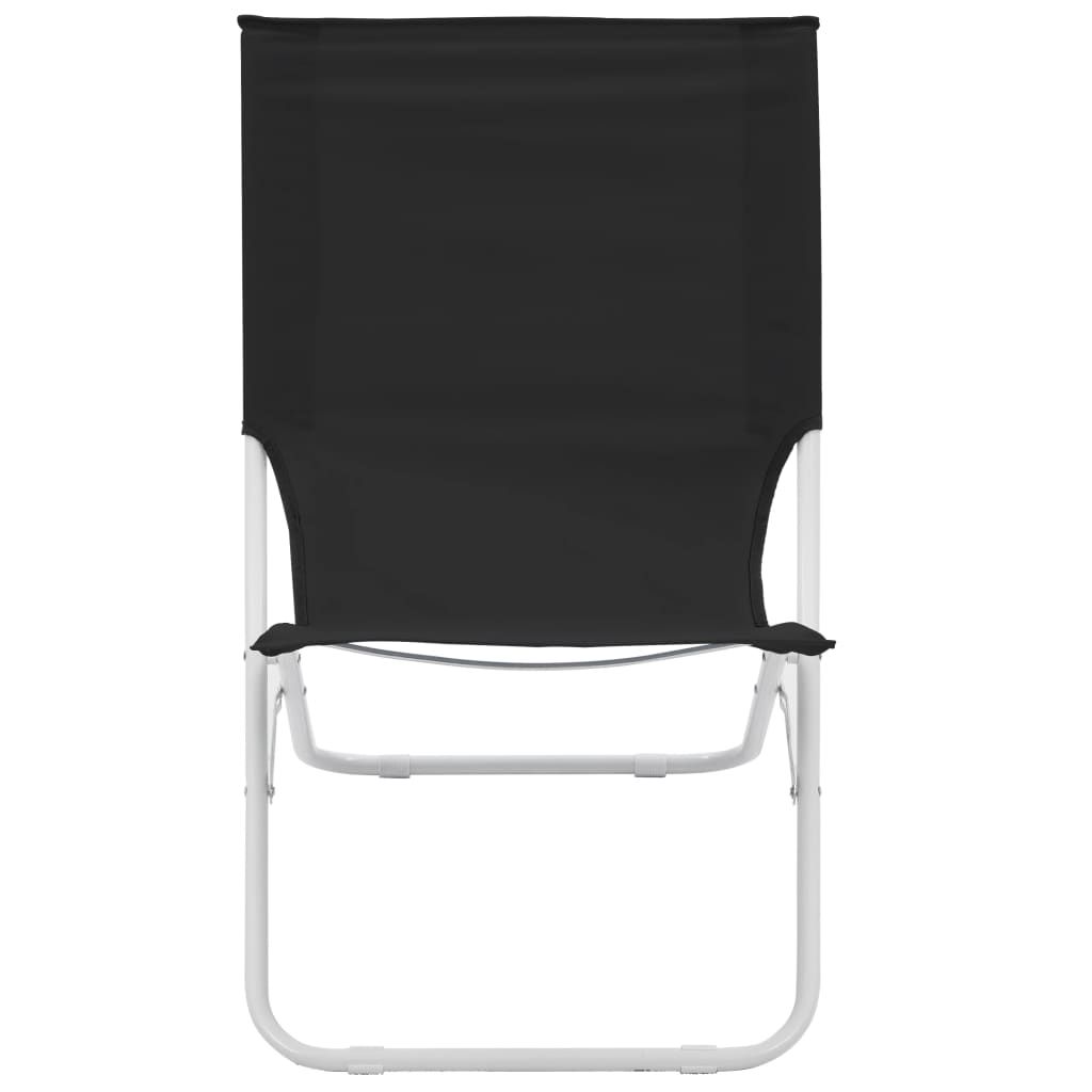 Folding Beach Chairs 2 pcs Black