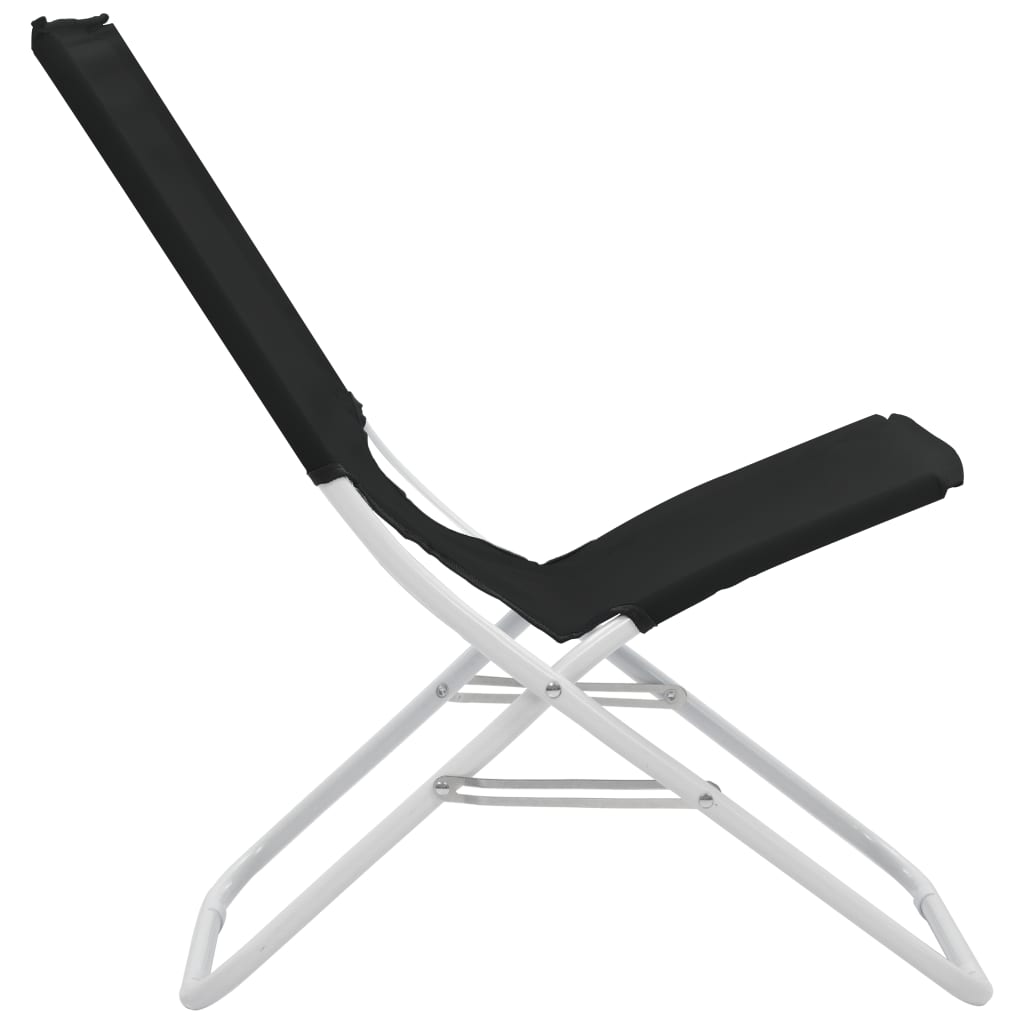 Folding Beach Chairs 2 pcs Black