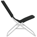 Folding Beach Chairs 2 pcs Black - Top-Down View