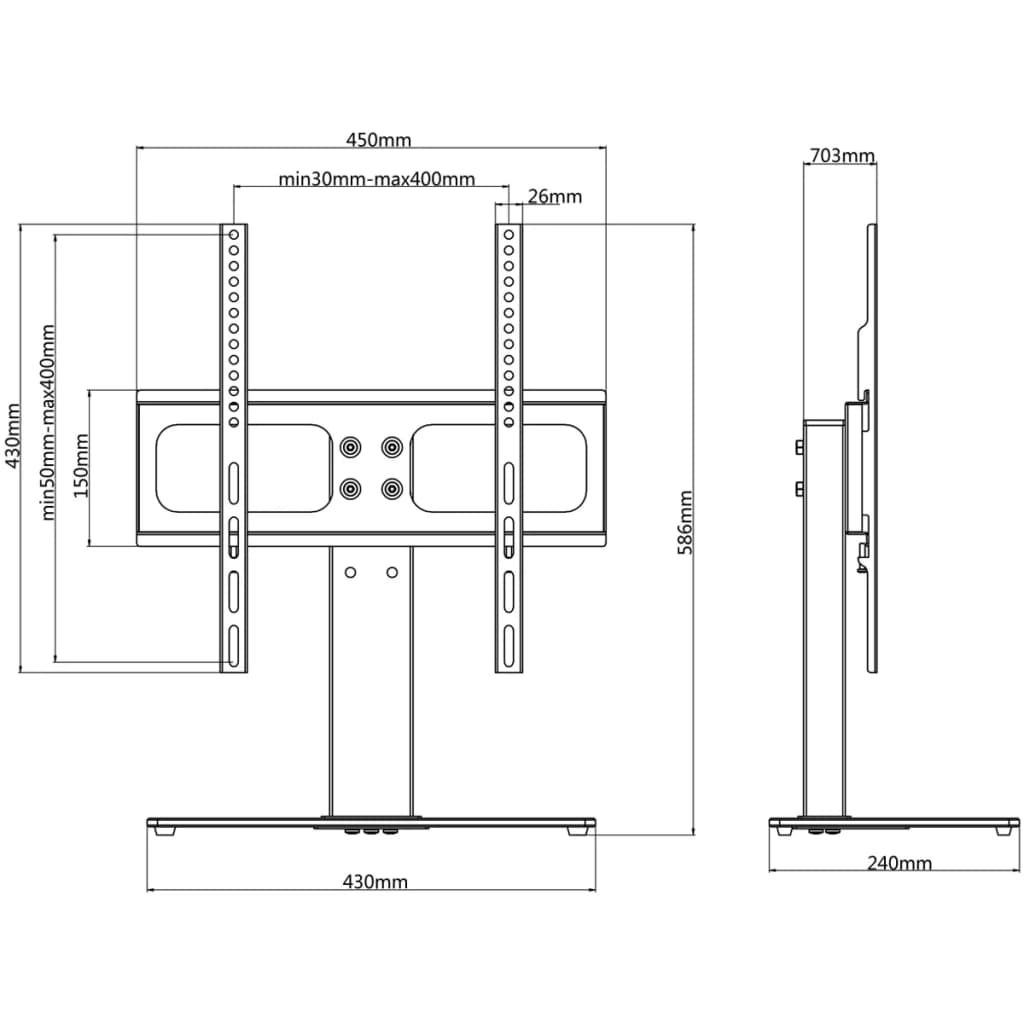 TV Bracket with Base Iron Black 23"-55"