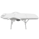 Facial Bed Adjustable White Artificial Leather - Side View