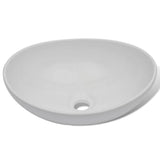Ceramic Basin 40x33 cm Oval White - Side View