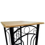 Bar Table and Stool Set 3 Pieces Wood and Steel