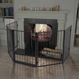 Fireplace Fence for Pets Black Steel - Front View