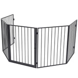 Fireplace Fence for Pets Black Steel - Side View