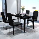 Dining Set 5 Pieces Artificial Leather Black - Front View
