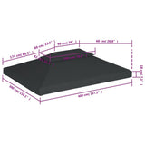 2-Tier Gazebo Top Cover 310 g/m² 4x3 m Anthracite - Rear View