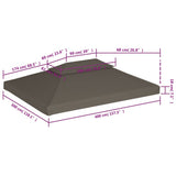 2-Tier Gazebo Top Cover 310 g/m² 4x3 m Taupe - Rear View