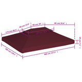 2-Tier Gazebo Top Cover 310 g/m² 4x3 m Bordeaux - Rear View